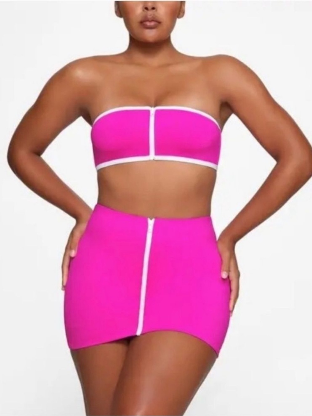 SKIMS, Sporty Zipper Swim Mini Skirt, Hibiscus, NWT!!